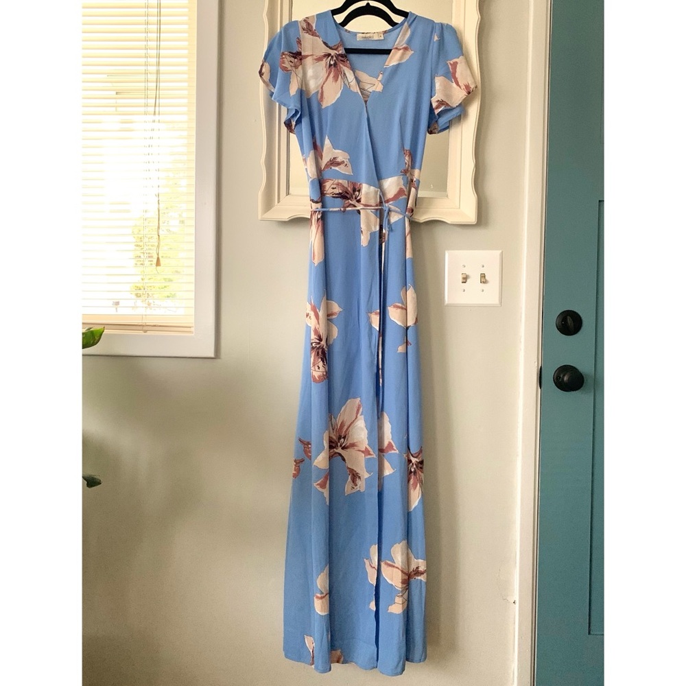 Floral Print Wrap Maxi Dress